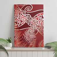 Aotearoa Maori Koru Curves Canvas Wall Art Silver Ferns - Crimson Red LT7 - Polynesian Pride