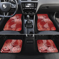Aotearoa Maori Koru Curves Car Mats Silver Ferns - Crimson Red LT7 Set 4pcs Red - Polynesian Pride