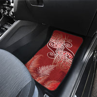 Aotearoa Maori Koru Curves Car Mats Silver Ferns - Crimson Red LT7 - Polynesian Pride