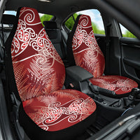Aotearoa Maori Koru Curves Car Seat Cover Silver Ferns - Crimson Red LT7 One Size Red - Polynesian Pride
