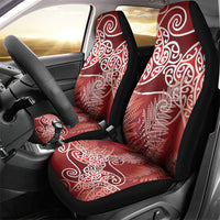 Aotearoa Maori Koru Curves Car Seat Cover Silver Ferns - Crimson Red LT7 - Polynesian Pride