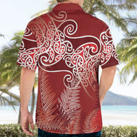 Aotearoa Maori Koru Curves Hawaiian Shirt Silver Ferns - Crimson Red LT7 - Polynesian Pride