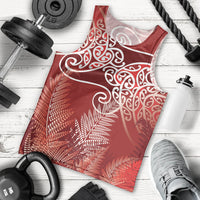 Aotearoa Maori Koru Curves Men Tank Top Silver Ferns - Crimson Red LT7 - Polynesian Pride