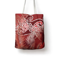 Aotearoa Maori Koru Curves Tote Bag Silver Ferns - Crimson Red LT7 - Polynesian Pride