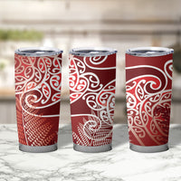 Aotearoa Maori Koru Curves Tumbler Cup Silver Ferns - Crimson Red LT7 - Polynesian Pride
