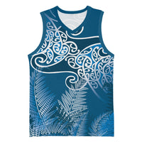 Aotearoa Maori Koru Curves Basketball Jersey Silver Ferns - Navy Blue LT7 Unisex Navy Blue - Polynesian Pride