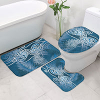 Aotearoa Maori Koru Curves Bathroom Set Silver Ferns - Navy Blue LT7 - Polynesian Pride