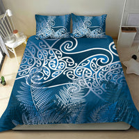 Aotearoa Maori Koru Curves Bedding Set Silver Ferns - Navy Blue LT7 - Polynesian Pride