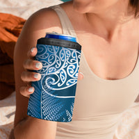Aotearoa Maori Koru Curves 4 in 1 Can Cooler Tumbler Silver Ferns - Navy Blue LT7 - Polynesian Pride