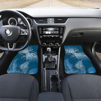 Aotearoa Maori Koru Curves Car Mats Silver Ferns - Navy Blue LT7 Set 2pcs - Front Navy Blue - Polynesian Pride