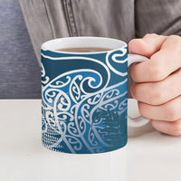Aotearoa Maori Koru Curves Ceramic Mug Silver Ferns - Navy Blue LT7 - Polynesian Pride