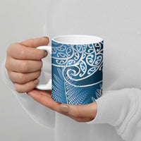 Aotearoa Maori Koru Curves Ceramic Mug Silver Ferns - Navy Blue LT7 - Polynesian Pride