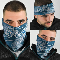Aotearoa Maori Koru Curves Neck Gaiter Silver Ferns - Navy Blue LT7 - Polynesian Pride