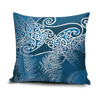 Aotearoa Maori Koru Curves Pillow Cover Silver Ferns - Navy Blue LT7 Navy Blue - Polynesian Pride