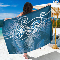Aotearoa Maori Koru Curves Sarong Silver Ferns - Navy Blue LT7 One Size 44 x 66 inches Navy Blue - Polynesian Pride