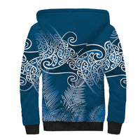 Aotearoa Maori Koru Curves Sherpa Hoodie Silver Ferns - Navy Blue LT7 - Polynesian Pride
