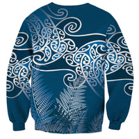 Aotearoa Maori Koru Curves Sweatshirt Silver Ferns - Navy Blue LT7 - Polynesian Pride