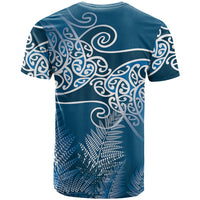Aotearoa Maori Koru Curves T Shirt Silver Ferns - Navy Blue LT7 - Polynesian Pride
