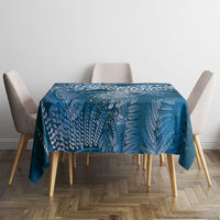 Aotearoa Maori Koru Curves Tablecloth Silver Ferns - Navy Blue LT7 - Polynesian Pride