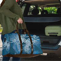 Aotearoa Maori Koru Curves Travel Bag Silver Ferns - Navy Blue LT7 - Polynesian Pride