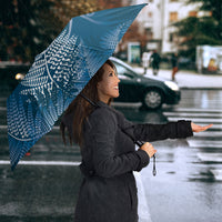 Aotearoa Maori Koru Curves Umbrella Silver Ferns - Navy Blue LT7 - Polynesian Pride