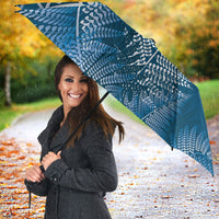 Aotearoa Maori Koru Curves Umbrella Silver Ferns - Navy Blue LT7 - Polynesian Pride