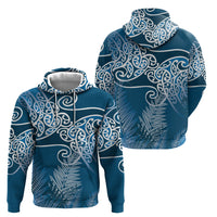 Aotearoa Maori Koru Curves Zip Hoodie Silver Ferns - Navy Blue LT7 - Polynesian Pride