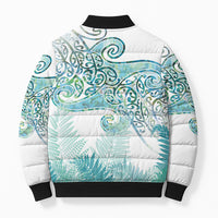 Aotearoa Maori Koru Curves Bomber Puffer Jacket Mossy Paua Shell LT7 - Polynesian Pride
