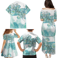 Aotearoa Maori Koru Curves Family Matching Puletasi and Hawaiian Shirt Mossy Paua Shell LT7 - Polynesian Pride