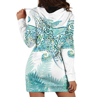Aotearoa Maori Koru Curves Hoodie Dress Mossy Paua Shell LT7 - Polynesian Pride