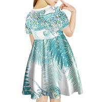 Aotearoa Maori Koru Curves Kid Short Sleeve Dress Mossy Paua Shell LT7 - Polynesian Pride