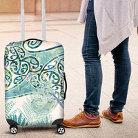 Aotearoa Maori Koru Curves Luggage Cover Mossy Paua Shell LT7 Green - Polynesian Pride