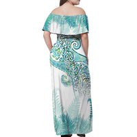 Aotearoa Maori Koru Curves Off Shoulder Maxi Dress Mossy Paua Shell LT7 - Polynesian Pride