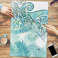 Aotearoa Maori Koru Curves Puzzle Mossy Paua Shell LT7 Green - Polynesian Pride