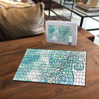 Aotearoa Maori Koru Curves Puzzle Mossy Paua Shell LT7 - Polynesian Pride