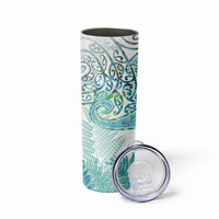 Aotearoa Maori Koru Curves Skinny Tumbler Mossy Paua Shell LT7 - Polynesian Pride