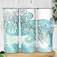 Aotearoa Maori Koru Curves Skinny Tumbler Mossy Paua Shell LT7 - Polynesian Pride