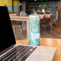 Aotearoa Maori Koru Curves Skinny Tumbler Mossy Paua Shell LT7 - Polynesian Pride