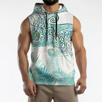 Aotearoa Maori Koru Curves Sleeveless Hoodie Mossy Paua Shell LT7 - Polynesian Pride
