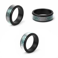 Aotearoa Maori Koru Curves Spinner Ring Mossy Paua Shell LT7 - Polynesian Pride