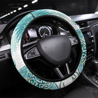 Aotearoa Maori Koru Curves Steering Wheel Cover Mossy Paua Shell LT7 Universal Fit Green - Polynesian Pride