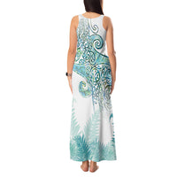 Aotearoa Maori Koru Curves Tank Maxi Dress Mossy Paua Shell LT7 - Polynesian Pride
