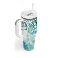 Aotearoa Maori Koru Curves Tumbler With Handle Mossy Paua Shell LT7 - Polynesian Pride