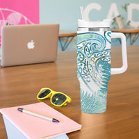 Aotearoa Maori Koru Curves Tumbler With Handle Mossy Paua Shell LT7 - Polynesian Pride