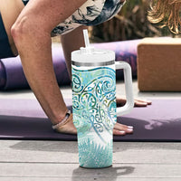Aotearoa Maori Koru Curves Tumbler With Handle Mossy Paua Shell LT7 - Polynesian Pride