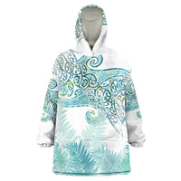 Aotearoa Maori Koru Curves Wearable Blanket Hoodie Mossy Paua Shell LT7 One Size Green - Polynesian Pride