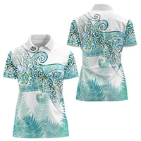 Aotearoa Maori Koru Curves Women Polo Shirt Mossy Paua Shell LT7 - Polynesian Pride