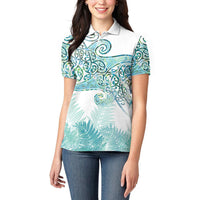 Aotearoa Maori Koru Curves Women Polo Shirt Mossy Paua Shell LT7 - Polynesian Pride