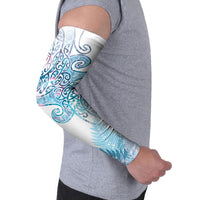 Aotearoa Maori Koru Curves Arm Sleeves Aqua Paua Shell LT7 - Polynesian Pride