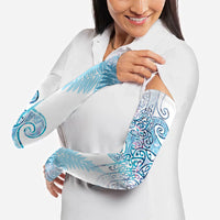 Aotearoa Maori Koru Curves Arm Sleeves Aqua Paua Shell LT7 - Polynesian Pride